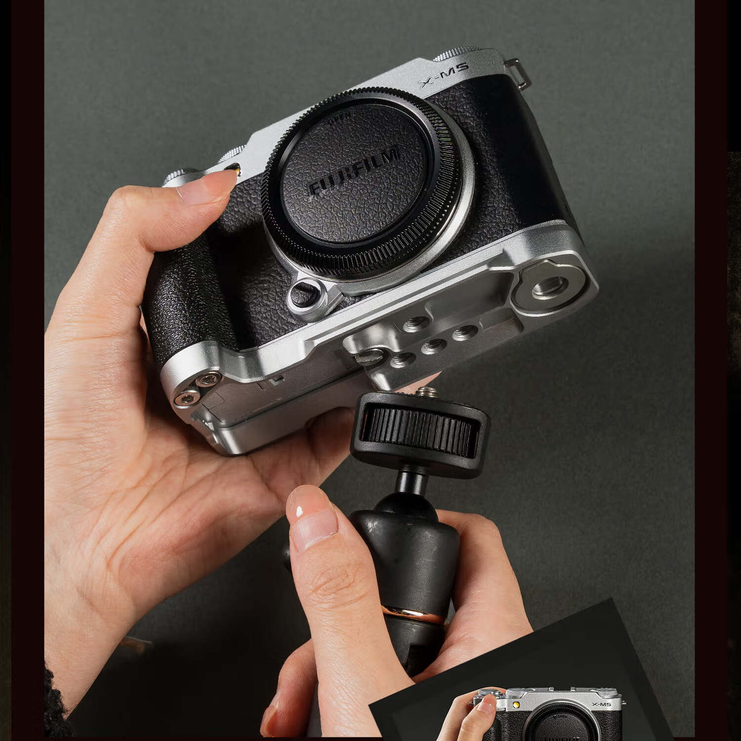 SmallRig 4876 Fuji X-M5 Camera L-Shaped Handle XM5 Thumb Grip Hot Shoe Cover Genuine Leather Camera Case Baseplate Time Machine Full Cage Photography Accessory 11