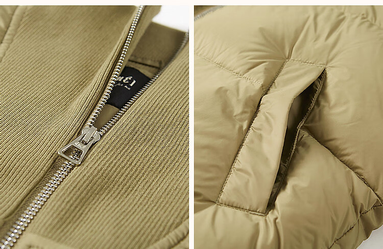 Dme [Tade Xie Erxing] Winter Stand-Collar 90% Duck Down Outdoor Long-Sleeve down Jacket for Women, Short Style, Deep Khaki, XS 7