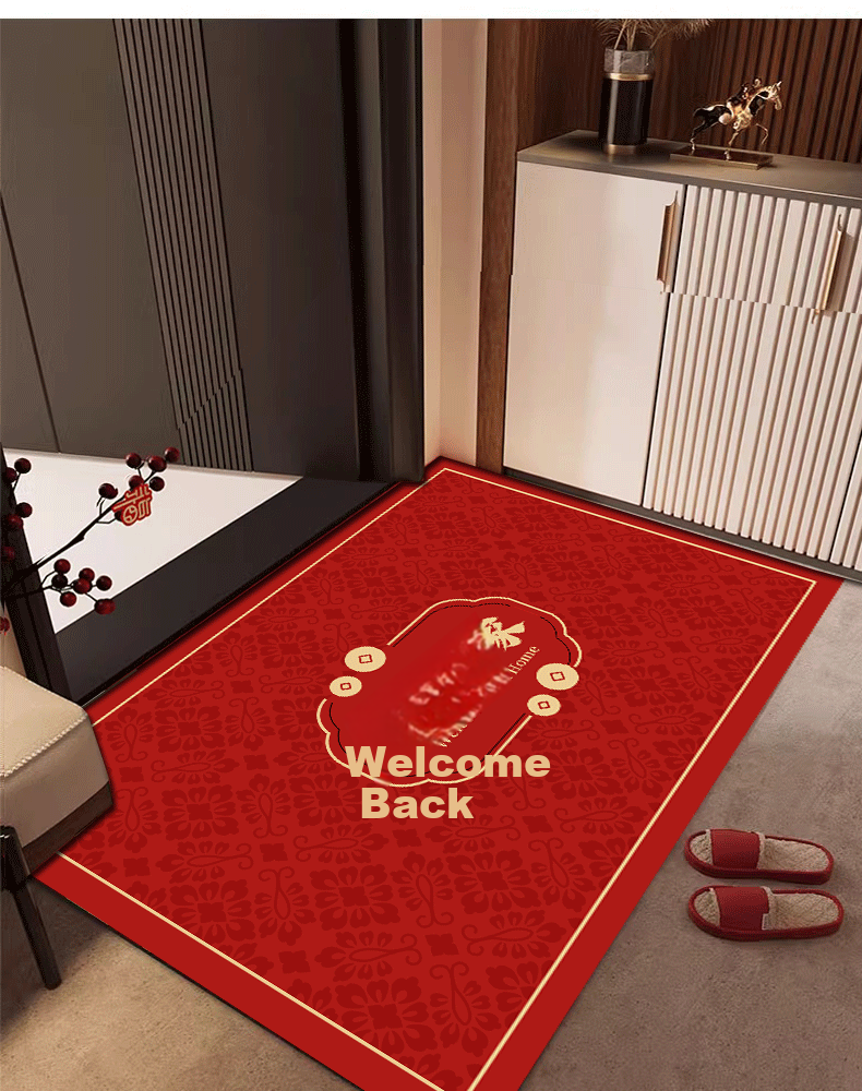 Zunchao Entrance Door Mat, Non-Slip Floor Mat for Home Entrance, New Year Red Foyer Foot Mat, 60*90cm 14