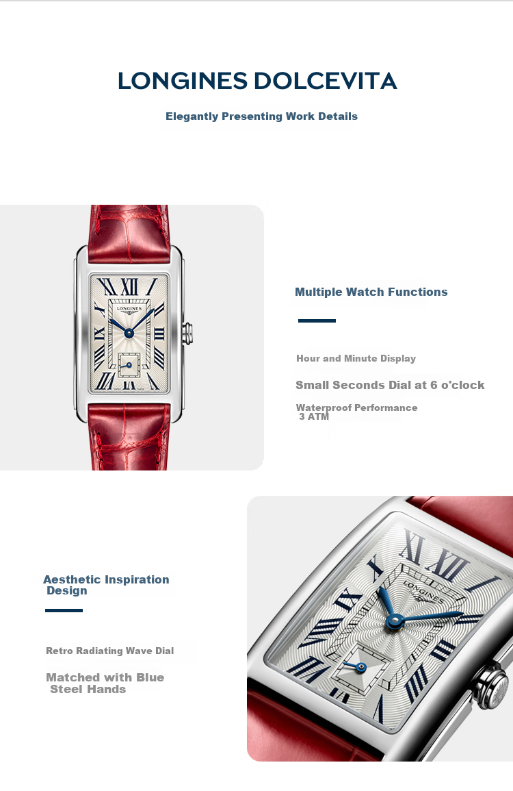 LONGINES Swiss Watch, De Vina Series, Women's Leather Strap Quartz Watch L55124715 6