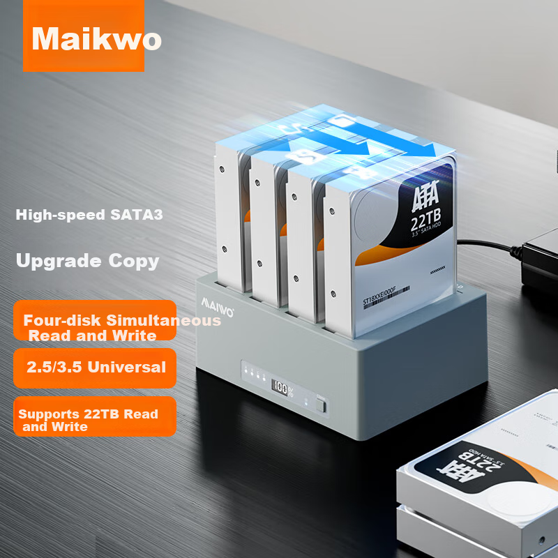MAIWO K3084CL Hard Drive Docking Station, SATA3 Four-Bay 2.5/3.5 Inch Hard Drive Enclosure, One-To Cloning, Laptop And Desktop SSD And Mechanical Hard Drive Enclosure