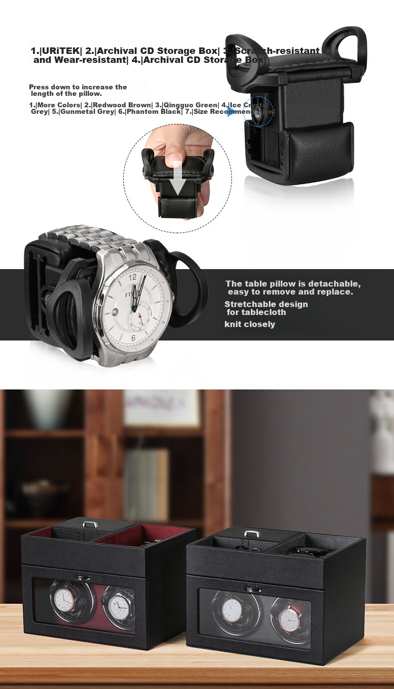 DUOJINJIANG Dual-Position Magnetic Anti-Magnetic Silent Watch Winder with Imported Movement, Moisture-Proof Storage Box for Watches, AI Smart Watch Care Device 6