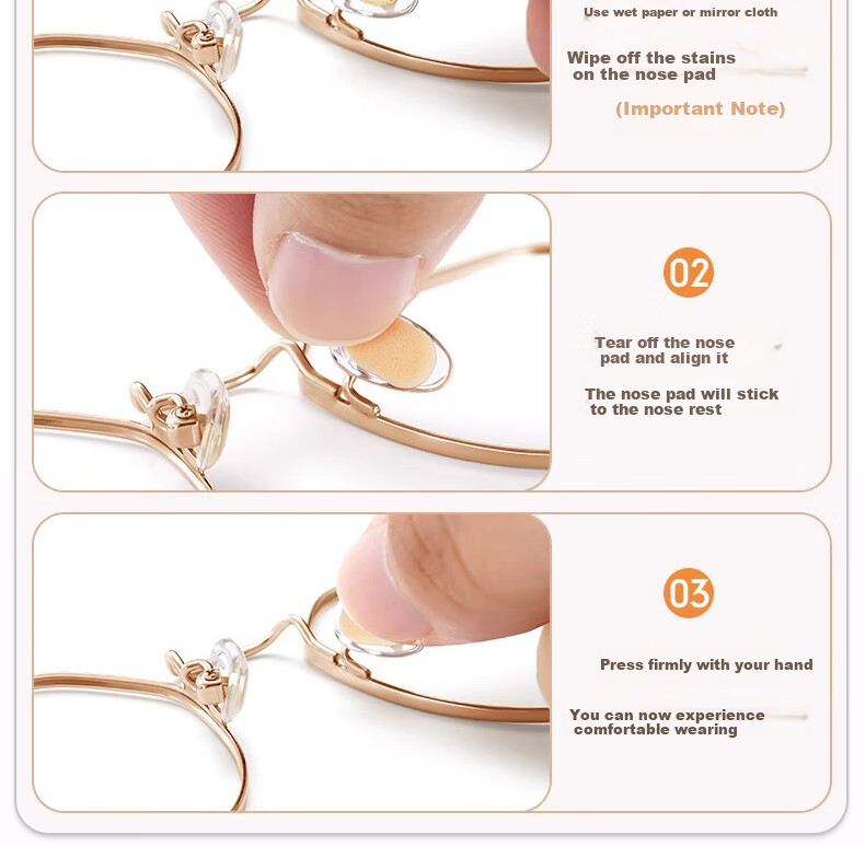 HB Sponge Eyeglass Nose Pads, Oval Skin Color, 40 Pairs, Nose Bridge Pads, Anti-Pressure Marks, Non-Slip, Heightening, Anti-Slip 7