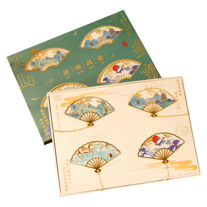 Jiamo Chinese-Style Metal Bookmark, Graduation Forbidden City Cultural And Creative Gift for Students, Artistic "Thousand Miles of Rivers and Mountains" Commemorative Item, Back-To Season Souvenir, Randomly Shipped, Mid-Autumn Festival