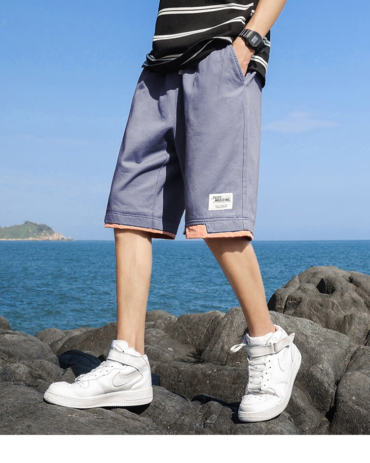 ROMON Pure Cotton Shorts, Men's Loose-Fitting Casual Sports Capri Pants, Men's Clothing, Gray 2XL 11