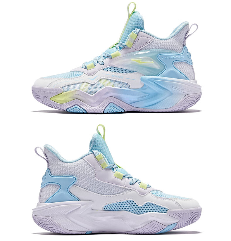 ERKE Children's Shoes, Boys' Basketball Shoes for Older Kids, Kids' Lace-Up Shock-Absorbing Wear-Resistant Sneakers, Micro-Crystal White/black, Size 39 59