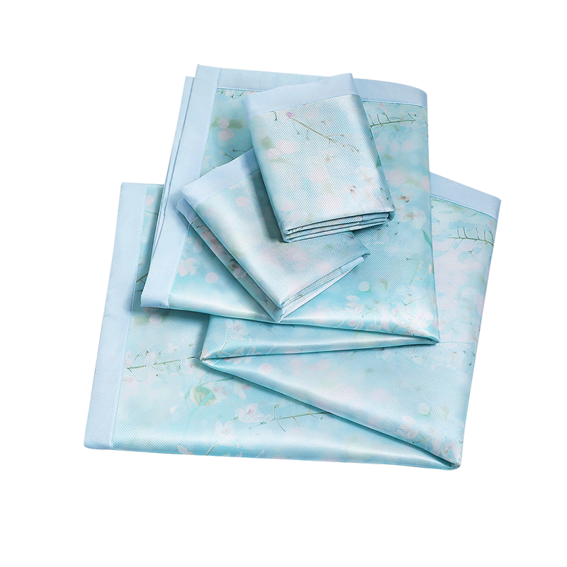 FUANNA Star Blue A-Class Washable Cooling Printed Mat Set for Two People, Three Pieces, Blue, 1.8*2 Meters [Foldable]