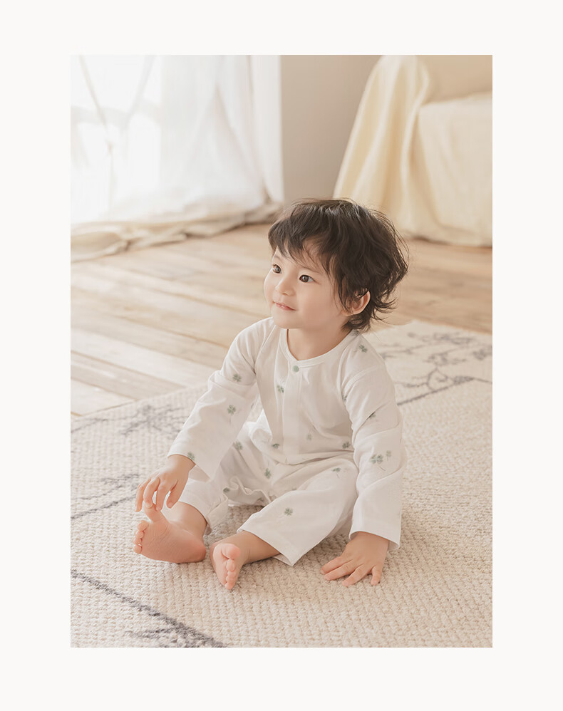 Guaiqi Bear Unisex Baby Pure Cotton Romper Summer Long Sleeve Air Conditioning Suit Newborn Spring Autumn Pajamas Thin Jumpsuit 4