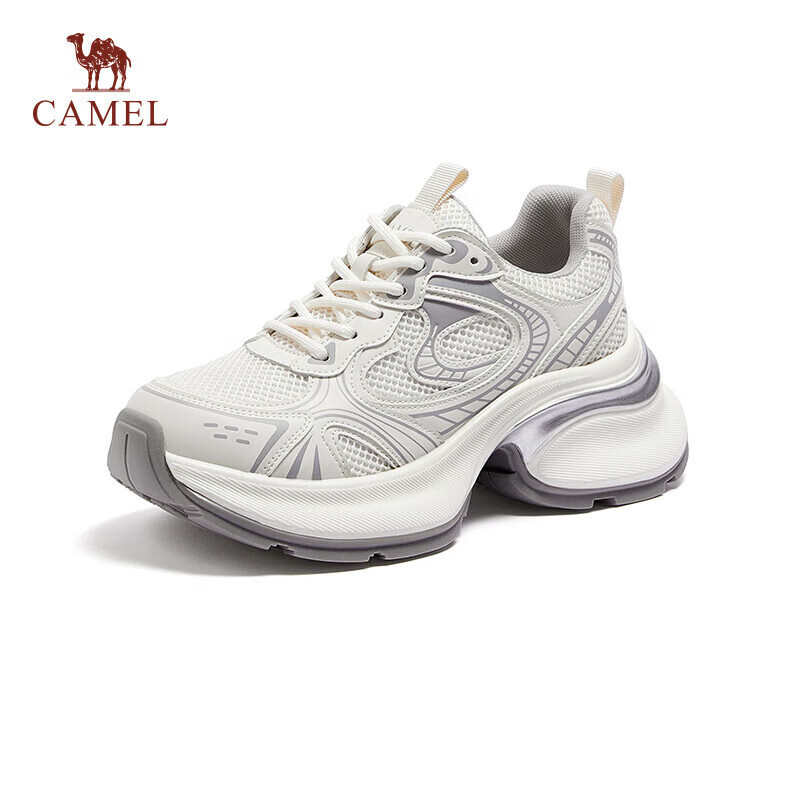 Женские кроссовки CAMEL [Yinyi] Chunky, серебристые, на толстой подошве, модные, повседневные, уличные, бежевый/серый, размер 37