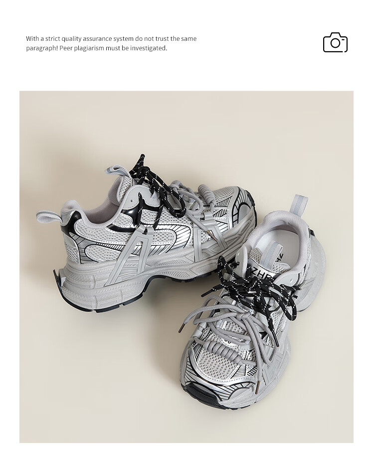 ZHR Dad Shoes for Women, Retro Trendy Cool Patchwork Upper Sneakers, Thick-Soled Height-Increasing Women's Shoes, JT62, Silver Gray, Size 35 19