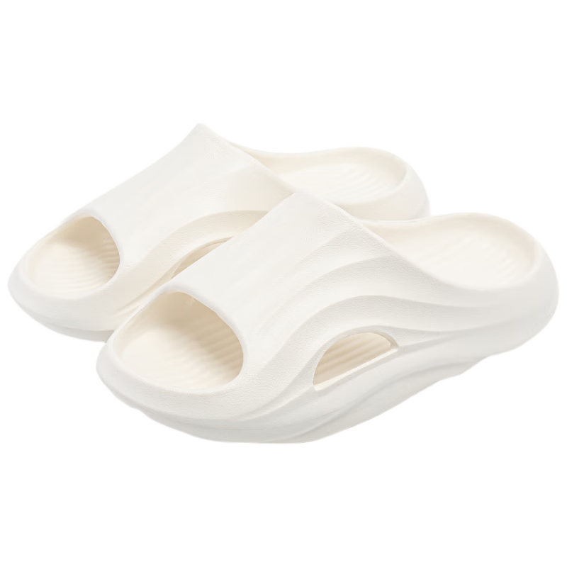 MINISO Slippers for Men And Women, Home Couple Comfortable Bathroom Non-Slip Odor-Resistant All-Season Slippers, Pearl White, Size 42-43