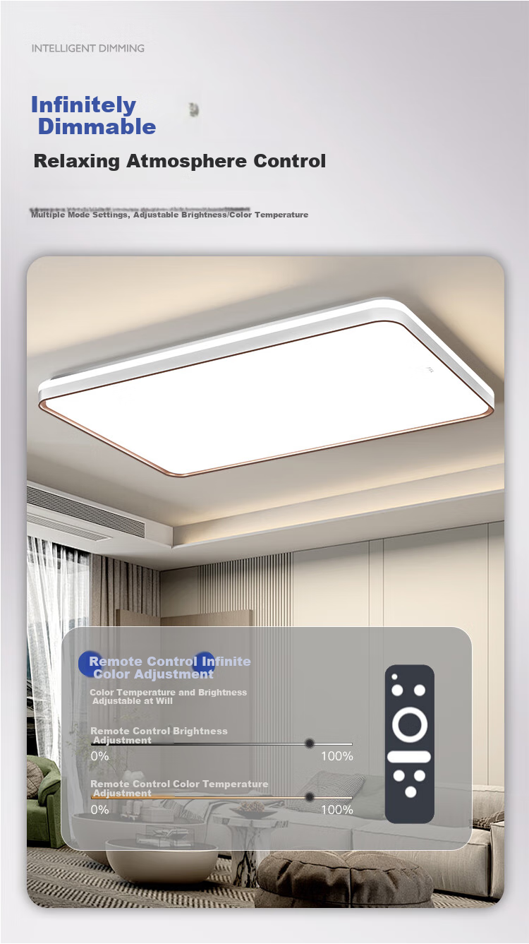 Foshanzhaoming Living Room Ceiling Light, Simple Eye Protection, Dimmable LED Comfortable Muguang 190W Yuxi 7