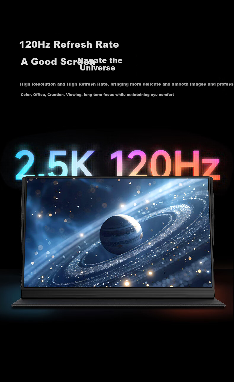 Eimio Portable Monitor [2.5K/120Hz] Display DCI-P3 Color Gamut, 16-Inch 16:10 Secondary Screen for Computer, Laptop, Switch, Mobile Phone, PS5 Expansion Screen X16S 4