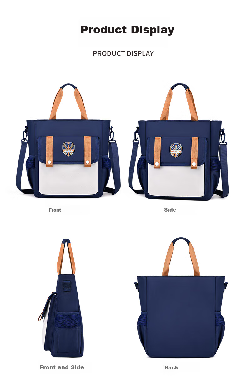 Edison Elementary School Tutoring Bag, Single Shoulder Crossbody Bag, Tutoring Bag, Handheld Art File Bag BX09-1 Royal Blue 12