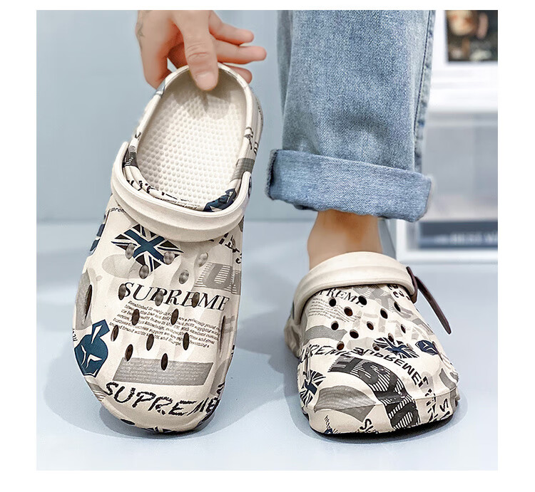 CARTELO Men's Sandals, Summer Hole Shoes, Dual-Use Outdoor And Indoor Slippers, Comfortable Closed-Toe Beach Shoes 9