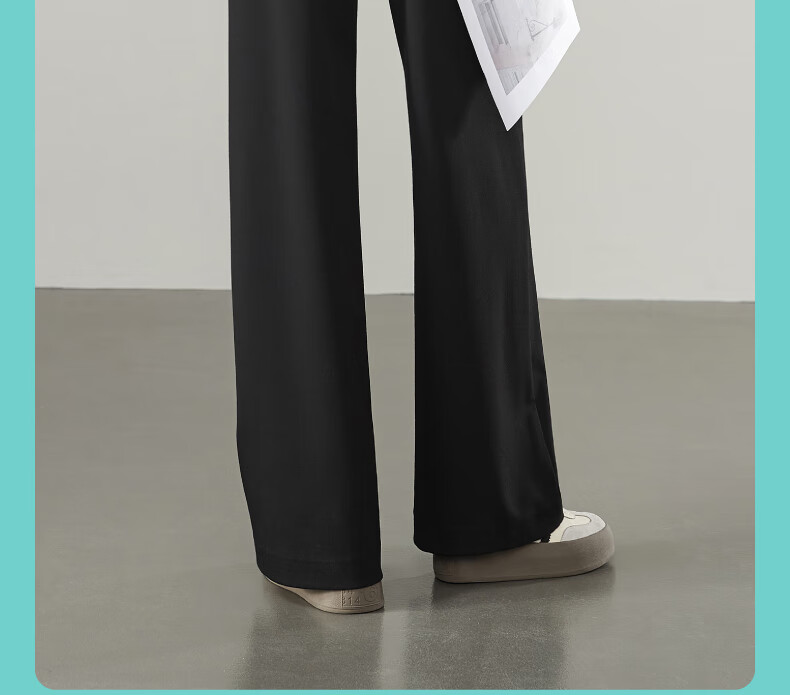 ESE-Y Wide-Leg Suit Pants for Women, Spring 2025 New Style, High-Waisted Draping Slimming Trousers, Black-Standard Size 31 27