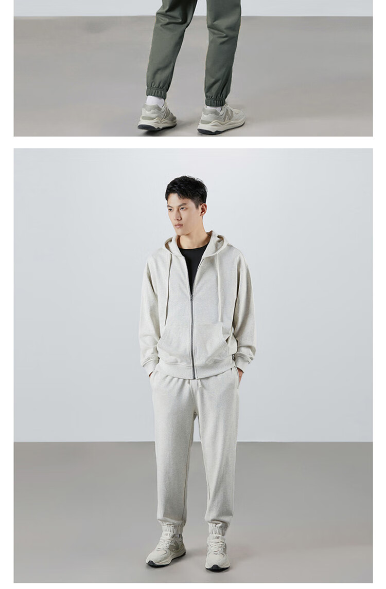 LIMENG Pure Cotton Casual Sports Suit Men Drop Shoulder Loose Fit Spring Autumn Cardigan Men's Sweatshirt Two-Piece Set Black M 8