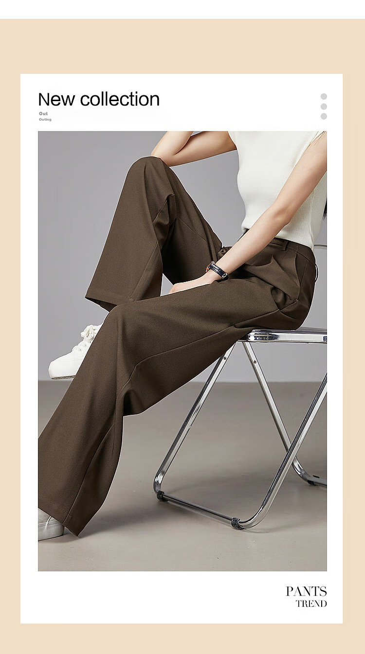 Dme [Casual Ceiling] Spring And Autumn Simple Mid-Rise Women's Pants, Straight-Leg Casual Trousers, Olive Green, S 1