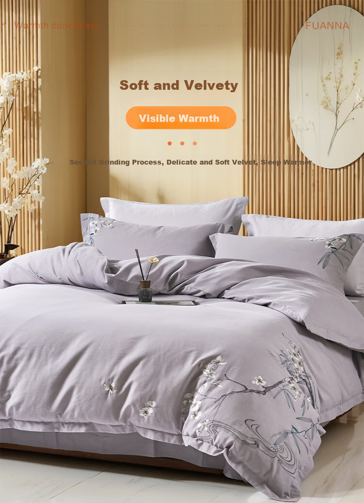 FUANNA Bedding Set, 100% Pure Cotton Brushed Winter Warm Set, Double Size 230*229cm 7