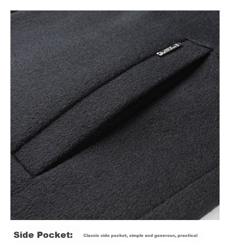 MONTAGUT Men's 100% Wool Jacket Lapel Double-Sided Woolen Coat Business Warm Outerwear Navy Blue Size 52 6