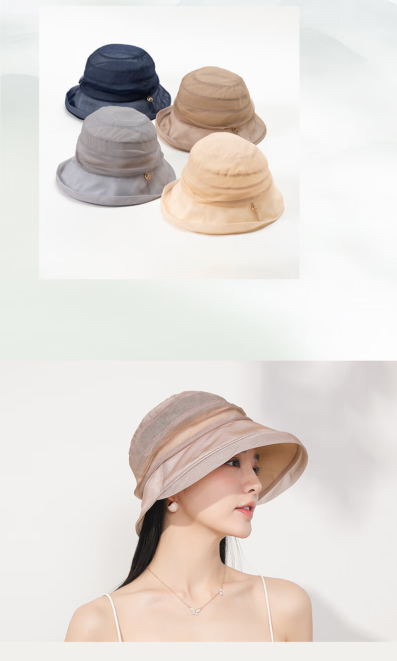FANCET Mulberry Silk Sun Hat for Women, Summer Elegant Rolled-Edge Hat, Lightweight Silk Sun Protection Fisherman Hat, Birthday Gift for Elders 11