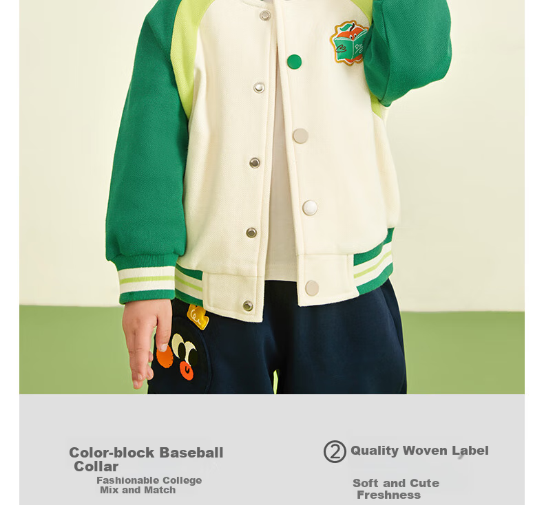 Ciciibear Boys' Baseball Jacket Spring And Autumn Style, Children's Autumn Outerwear, 2024 New Vintage Color-Block Design for Boys 3