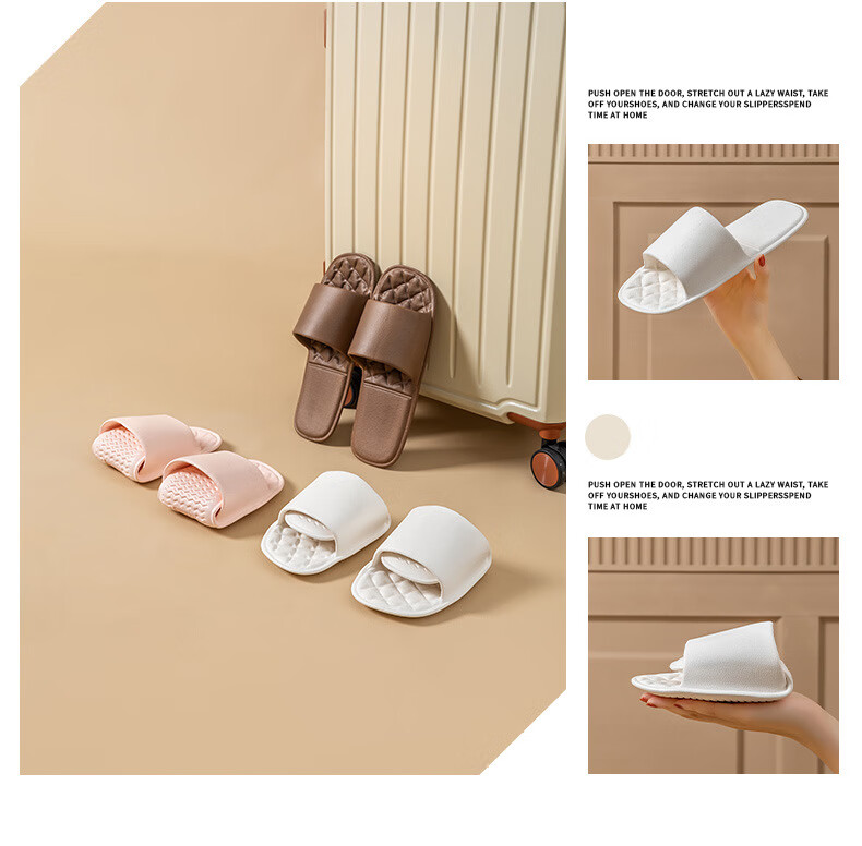 GUOLUOFEI Portable Folding Slippers for Travel, Couples, Outdoor Use, Summer, Bathroom, Shower Room, Indoor Sandals, White, Size M 13