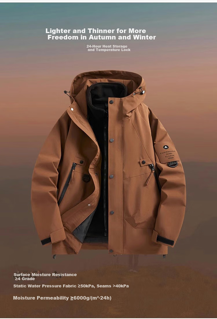 JEEP SPIRIT Men's Three-In Jacket, Men's Windbreaker, Autumn And Winter Warm Casual Fleece Outerwear 6
