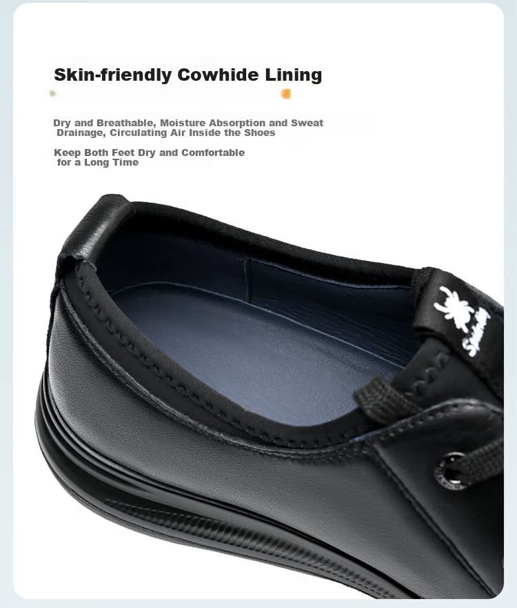 SPIDER KING Men's Casual Leather Shoes with Lace-Up, Korean Style Soft Sole Fashionable Business Men's Loafers, Black, Size 40 8