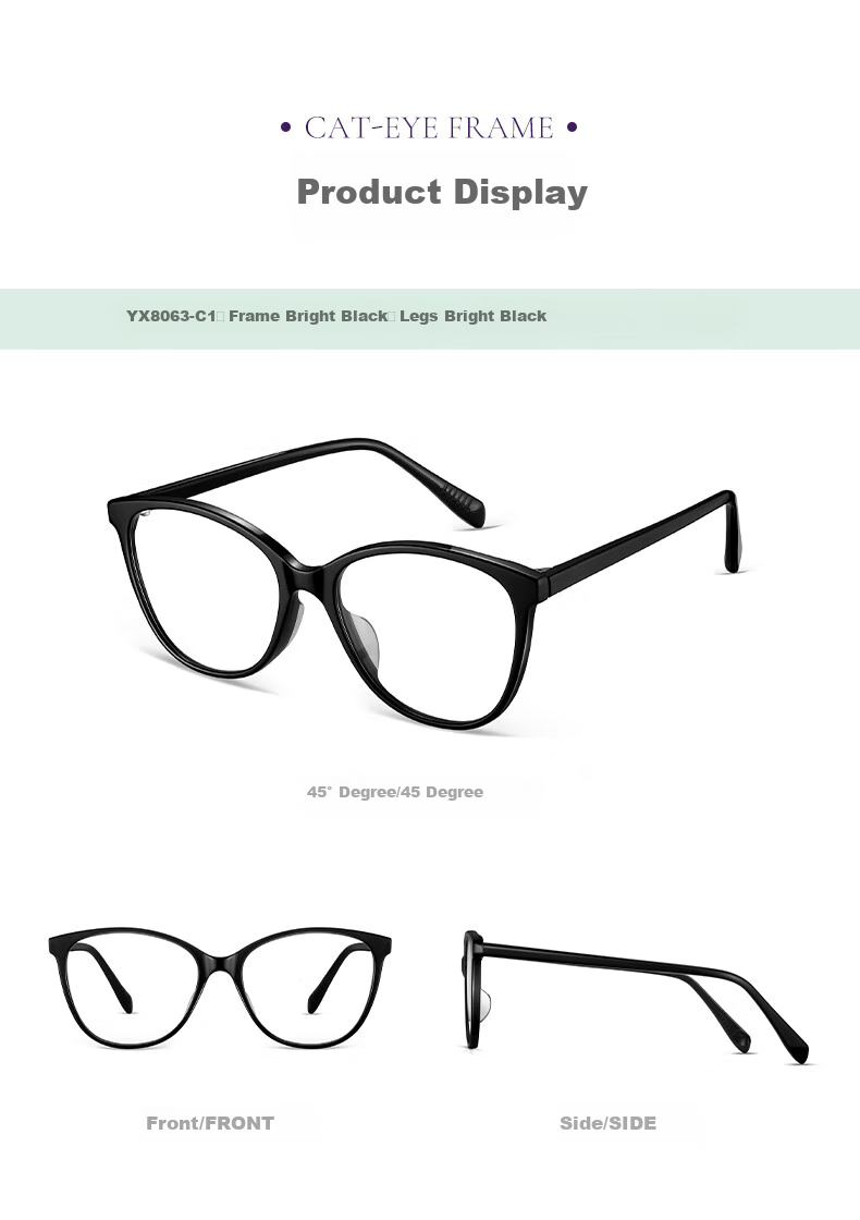 LOHO New 2024 Cat Eye Glasses for Women, Myopia, Anti-Blue Light, Slimming Frame, Bare Face Glasses, Prescription Available, YX8063 Orange 28