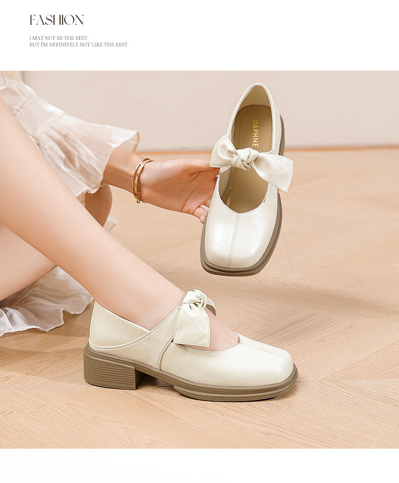 DAPHNE Bow Mary Jane Shoes for Women JK with Skirt Elegant British Style Design Sophisticated Flats Black Size 36 10
