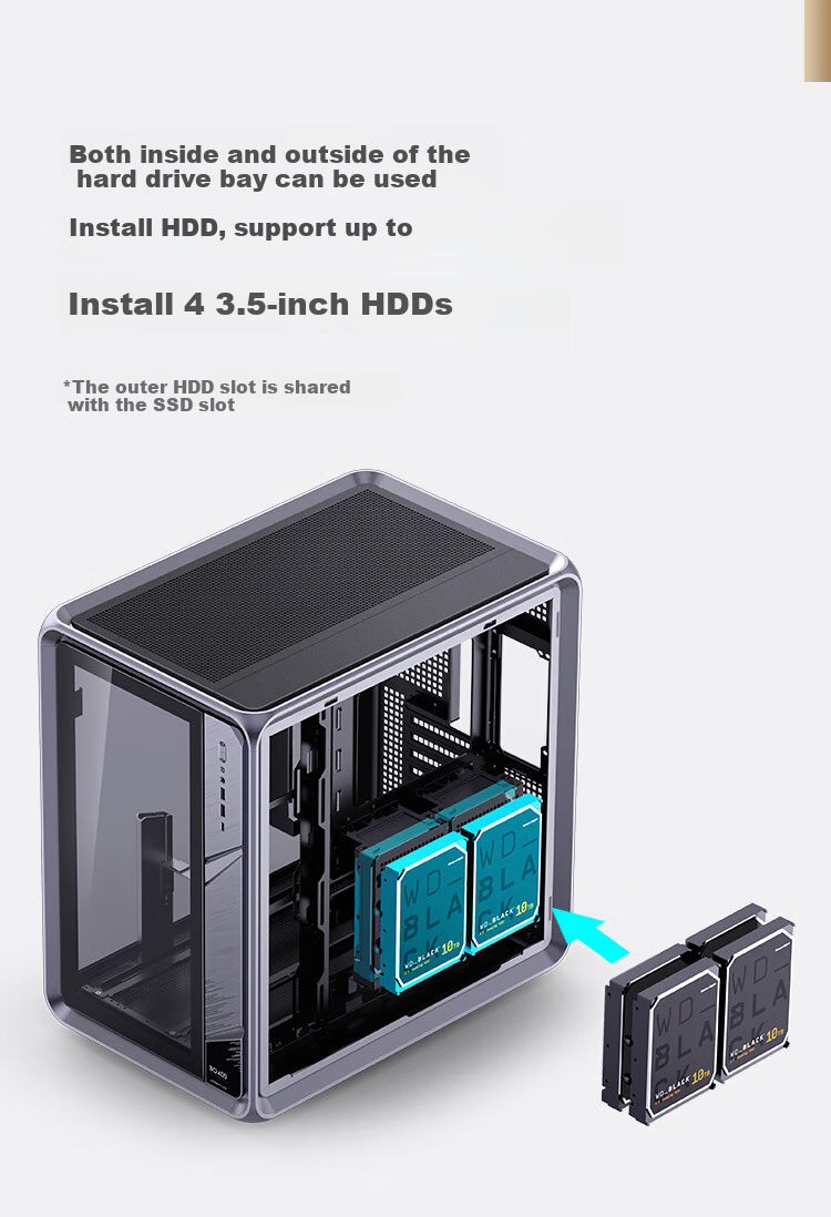 JONSBO BO400 ATX Aluminum Seaside Case (E-Sports Gaming, 360mm Water Cooling, 5V ARGB Lighting Effects, 10 Fan Positions, Aluminum Alloy GPU Bracket, ATX Power Supply Position) 17