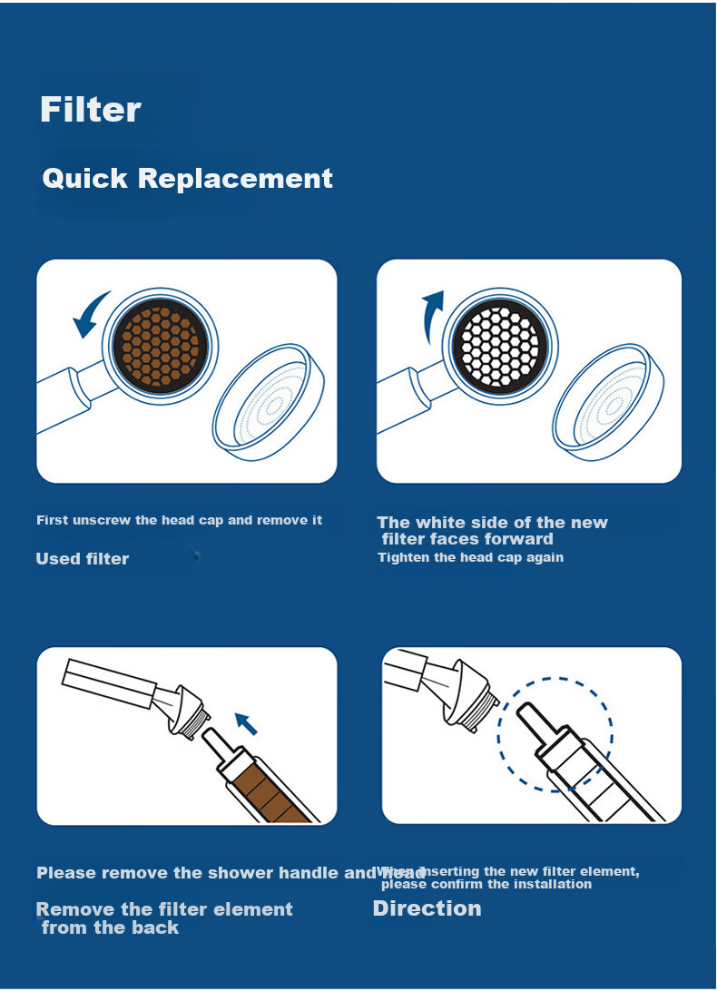 Aroma Sense Pressurized Filtered Shower Head Chlorine Removal Water Purifier Korean Imported PR9000 Carbon Cartridge Set 11
