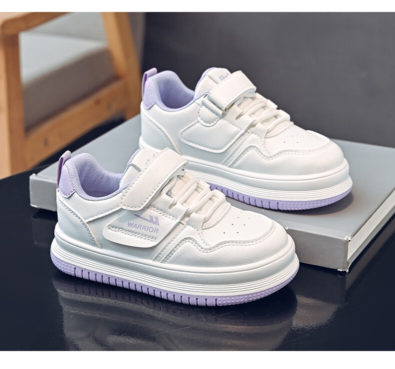 Warrior Children's Shoes Spring Boys' Sneakers Casual Soft-Soled Shoes Girls' White Shoes WZ(CL)-1010 White Size 30 7