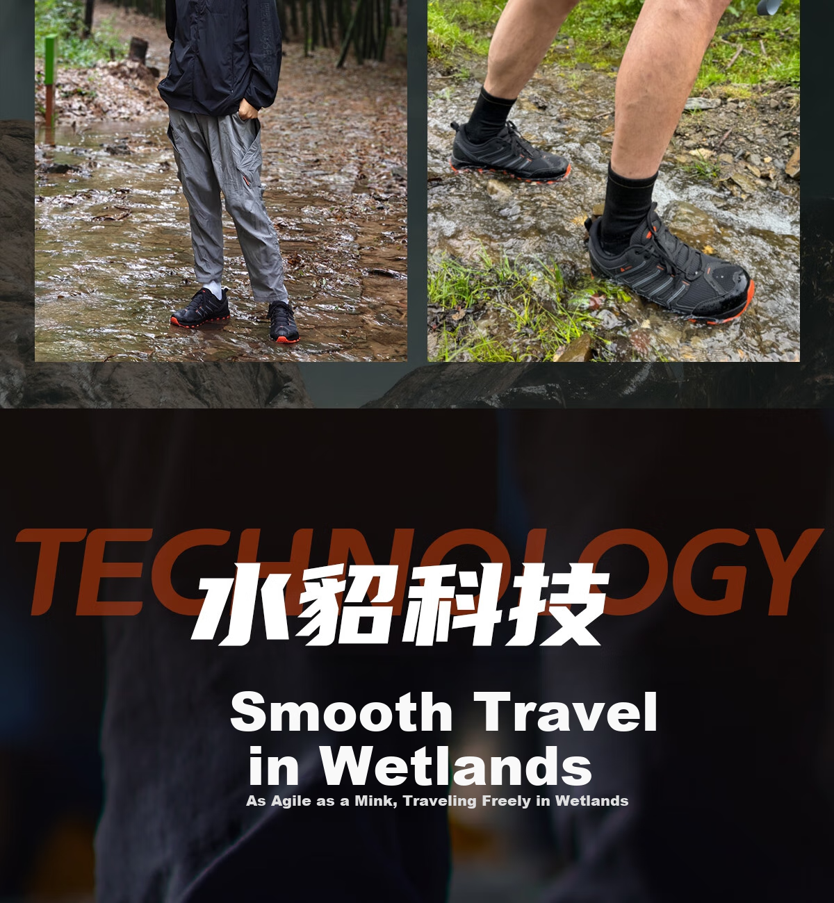 Huwaitegong Waterproof Non-Slip Shock-Absorbing Strong Grip Hiking Shoes for Men T52PRO Black Orange Size 37 6