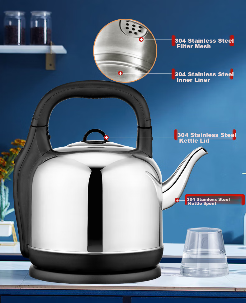 Grelide Electric Kettle 4.2L Large Capacity 304 Stainless Steel High Power Water Boiler Home Whistling Reminder Auto Shut-Off Detachable Base 4201M 7