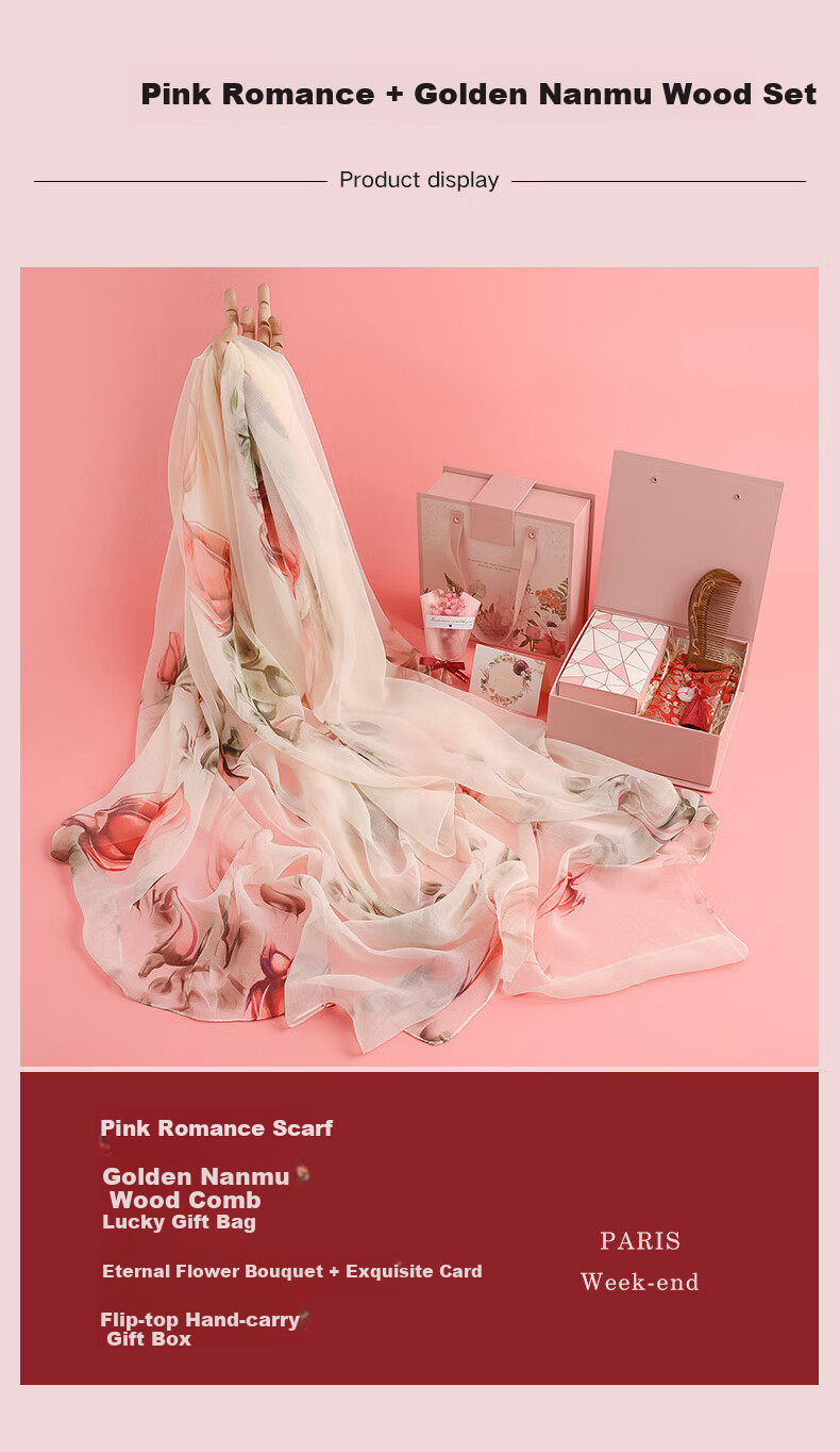 Hangsifu Silk Scarf for Women, Summer Gift Box, Shawl, Outer Wrap, Practical Birthday Present for Mom Or Wife, Mid-Autumn Festival Gift 9