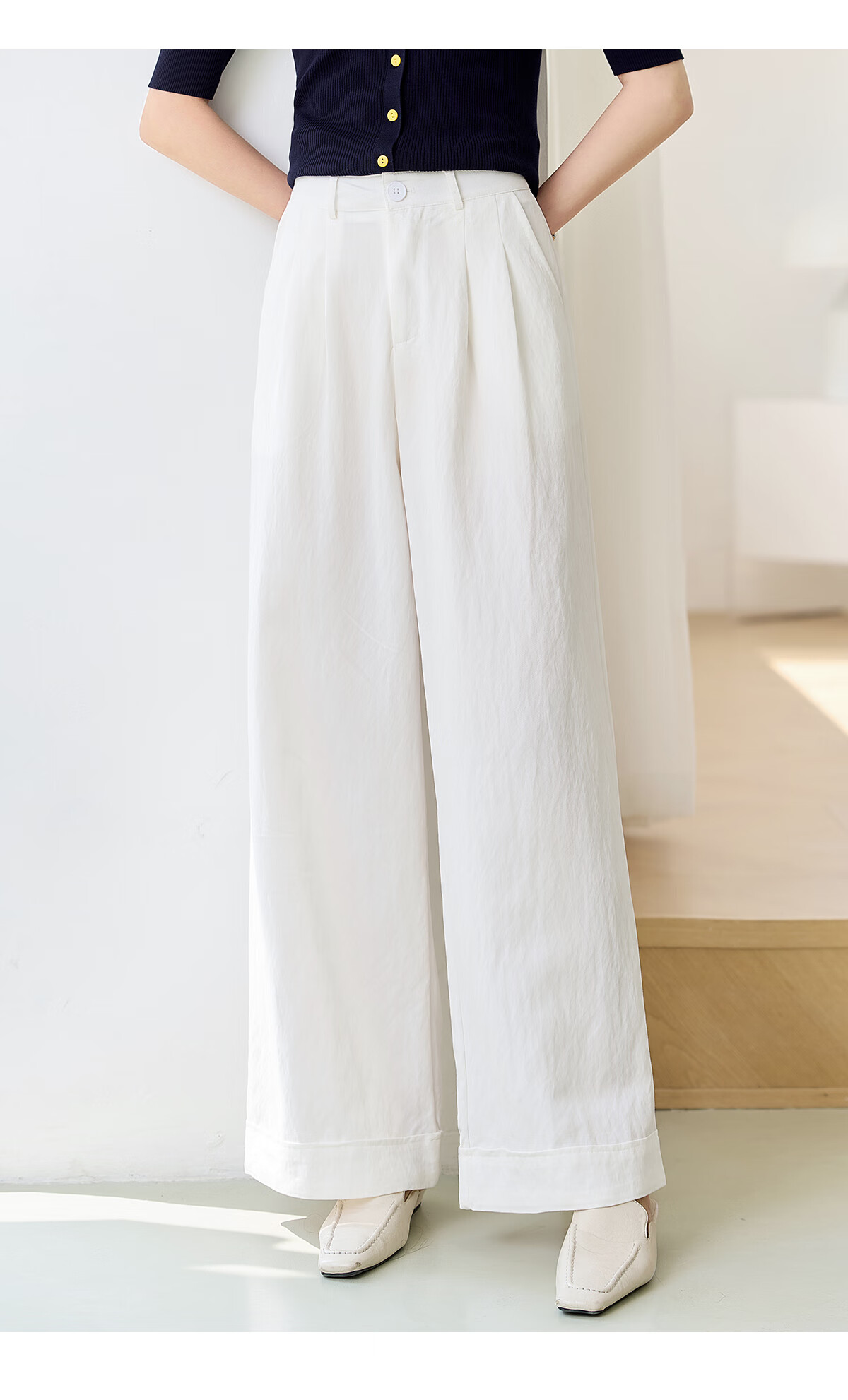 Chushen Spring And Summer Wide-Leg Pants for Women, High-Waisted, Height-Increasing, Straight-Leg, Loose-Fitting, Slimming, Relaxed Casual Long Pants S52X062 25