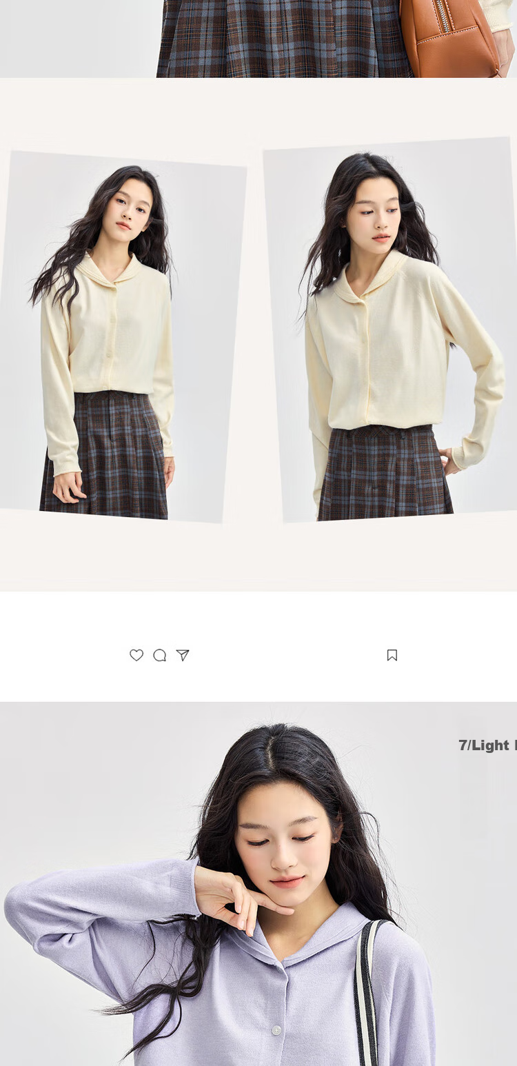 Giordano Ultra-Fine Knit Sweater for Women, Soft Knitted Jacket with Lapel Collar, Roll-Edge And Raglan Sleeves, Cardigan 13354669 10