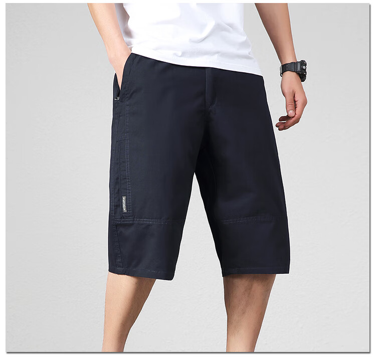 RED DRAGONFLY Men's Summer Pure Cotton Workwear Comfortable and Breathable Seven-Point Sports Shorts Black 4XL 6