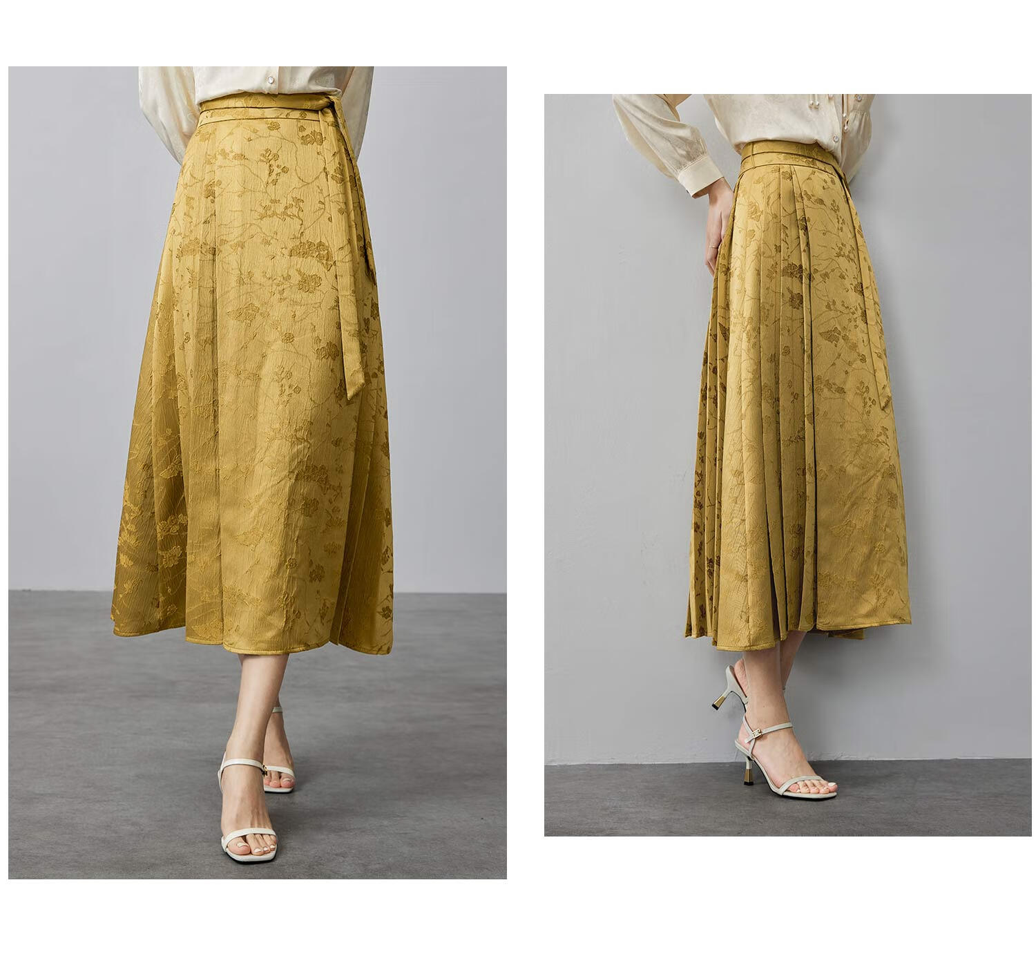 Fan Qin New Chinese Style Jacquard Horse-Face Skirt Spring Loose Half Skirt for Women, Slimming Effect 441Q72650 Antique Bronze Gold 5