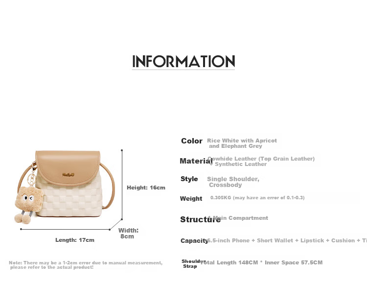 Nalandu Women's Color-Block Cartoon Crossbody Bag, Cowhide Casual Small Square Bag, Birthday Gift for Wife Or Girlfriend on May 20th 6