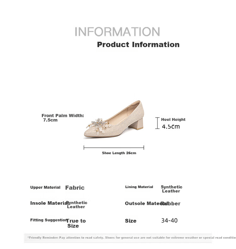 Josiny New Year High Heels, Spring And Autumn Dress Shoes, Pointed Toe Chunky Heel Shallow Mouth Pumps, Elegant Wedding Shoes, Light Gold, Size 38 5