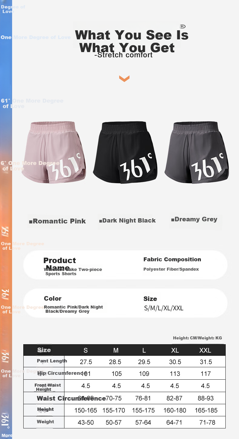361° Sports Fitness Yoga Shorts, Summer Lightweight, Anti-Exposure, Fake Two-Piece Design, Running Sports, Breathable Shorts for Outdoor Wear 12