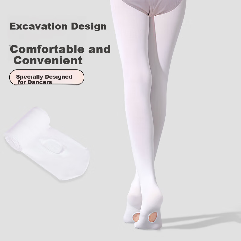 Zhiyouban Adult Hole-Dancing Dance Socks, White Silk Dance Practice Socks, Yoga Body-Shaping Leggings, Women's Ballet Tights