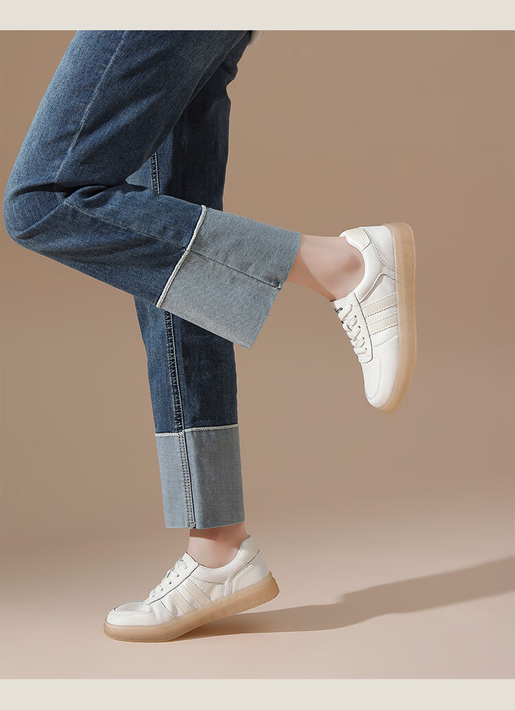 ZHR Women's White Sneakers, New Lightweight Soft-Soled Shoes, Fashionable Versatile Genuine Leather Casual Shoes for Women, ES56, White Silver, Size 38 11