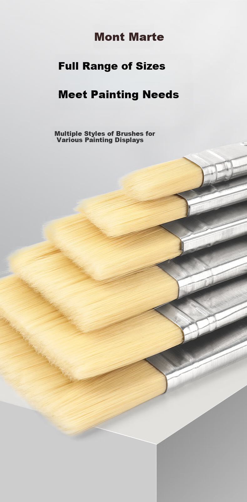 Mont Marte Oil Painting Brush Set, Acrylic Paint Brushes, Gouache Brushes, Beginner's Painting Brushes, Nylon Flat Head Brushes, Art Student Special Brushes, Wall Painting Brushes, Base Brushes P-HS 2