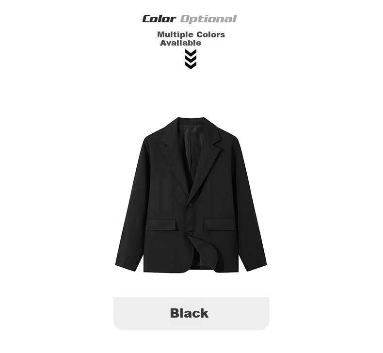 NASA GOOD Men's Suit Jacket, Autumn Korean Style Trendy Business Casual Blazer, Groom's Single Coat, Formal Wear, Black S 3