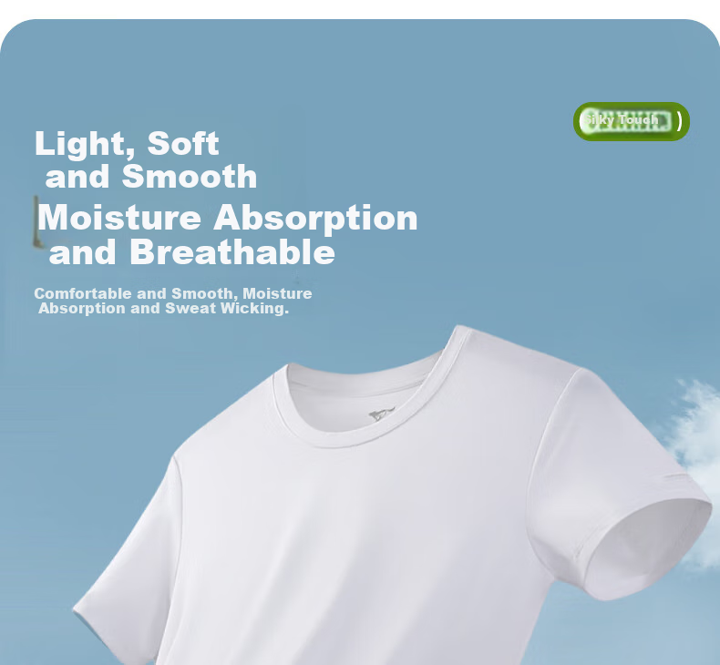 SEPTWOLVES Men's Short Sleeve T-Shirt Comfortable Breathable Versatile Cool Ice Silk Round Neck Base Shirt White L 6