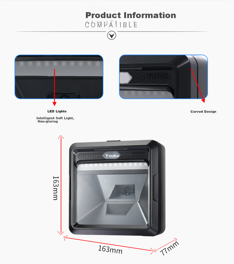Youku Two-Dimensional Cashier Scanning Platform, Pharmaceutical Traceability Code Supermarket Payment Factory Production Line Scanning Gun Industrial-Grade Million-Pixel Inbound And Outbound Scanner MP8000 17